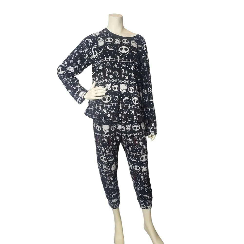 NIGHTMARE BEFORE CHRISTMAS Sleepwear Black Pajamas Top & Bottom Size XL - Picture 10 of 10